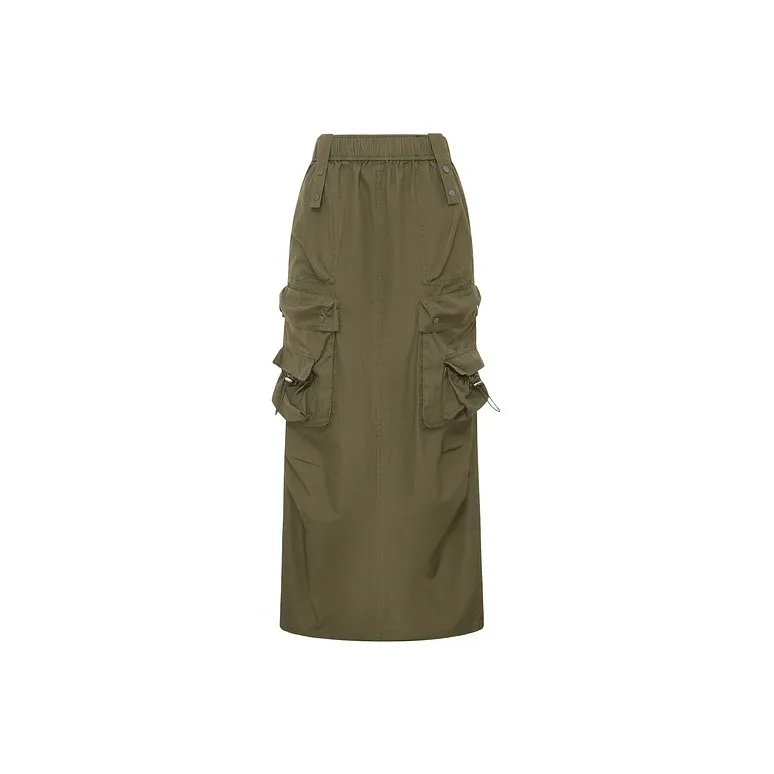 d'zzit Повседневный Длинный Юбка Женская Темно-зеленый