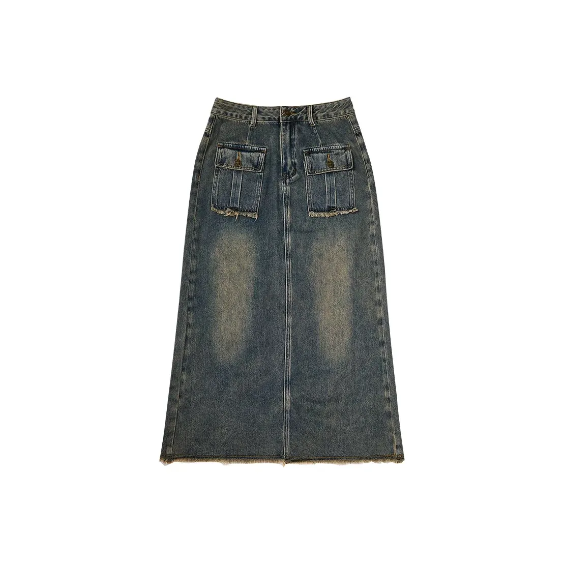 XIRAN Темно-синие женские джинсовые длинные юбки