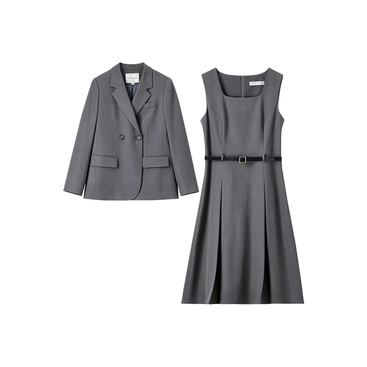SENTUBILA Two Piece Skirt Sets Women's Gray