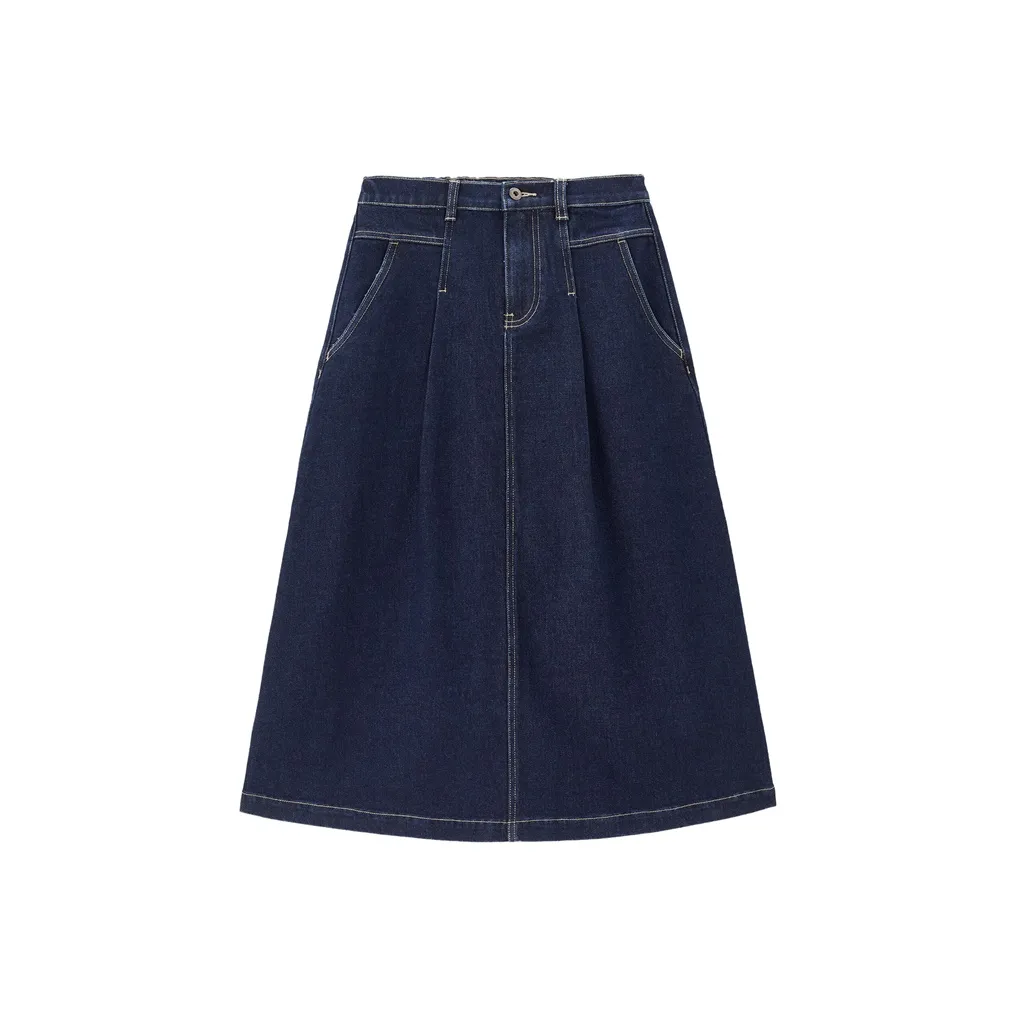Giordano Casual Long Skirt Women's Medium Blue