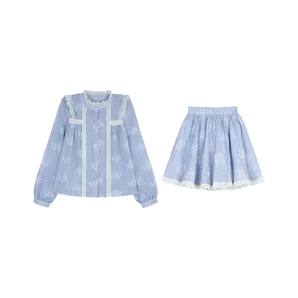 Sorrow Matsumoto Комплект с юбкой Женская Синие полосы Топ+Синие полосы Юбка