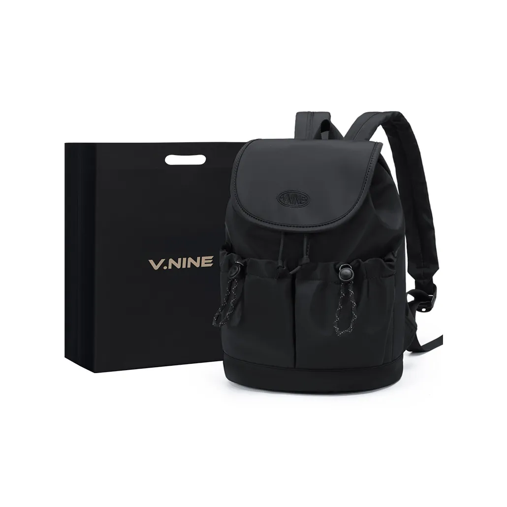 V.NINE Fabric Small Backpack, Women's Backpack Medium Size Women's Gray Beige/Glutinous Beige Black