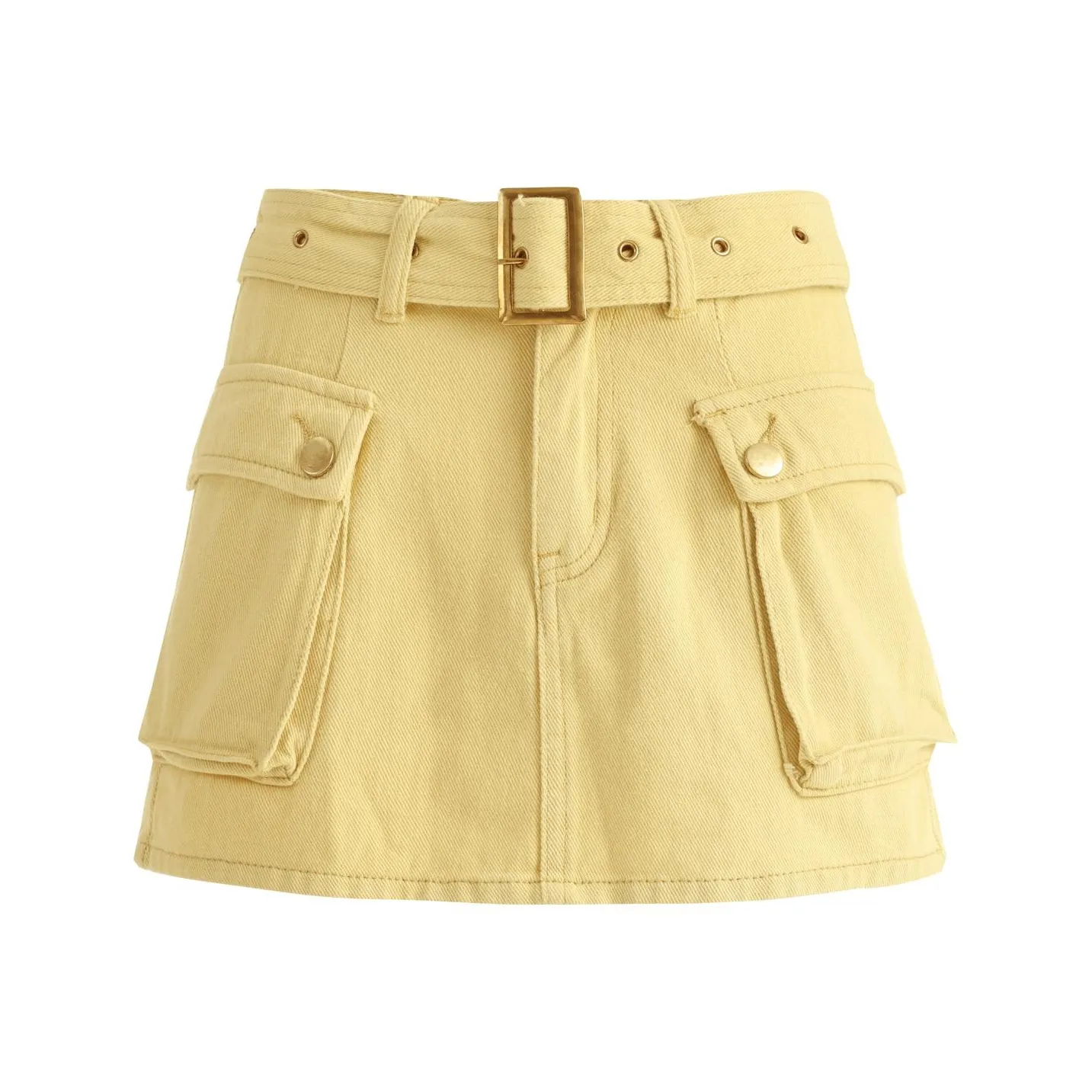 OROI Джинсовые короткие юбки Женские Ярко-желтые