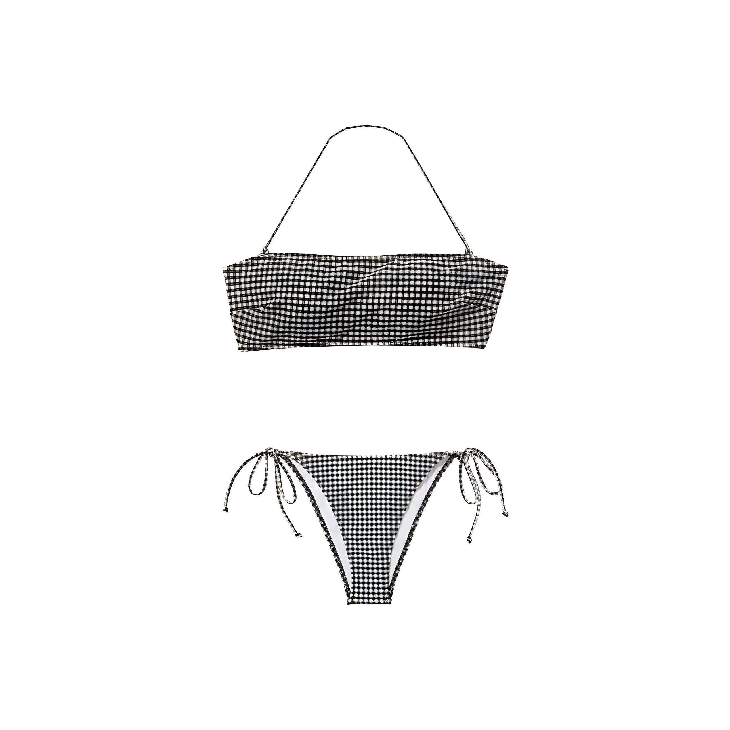 Victoria's Secret Swimsuit Set Women's Black White Plaid