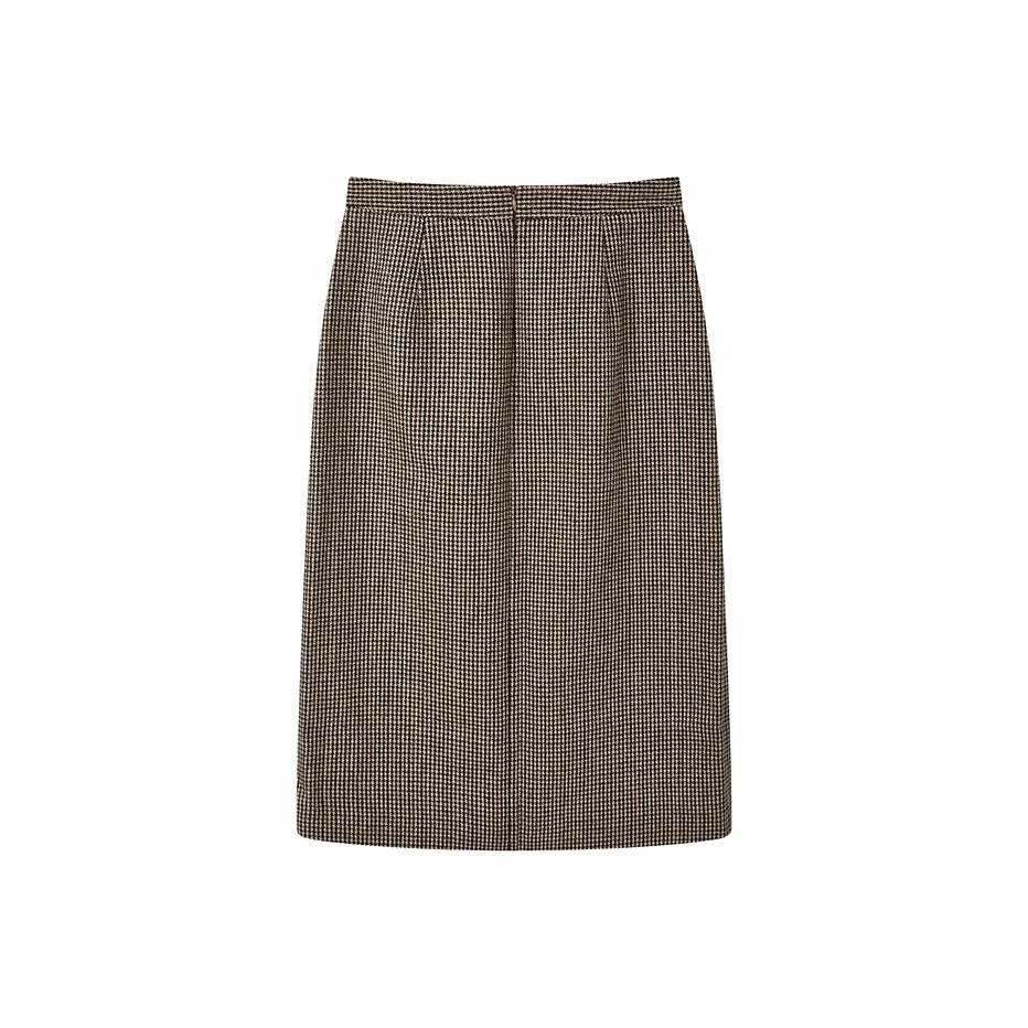 Yu Qianwen Повседневный Длинный Юбка Женские Винтаж Клетчатый