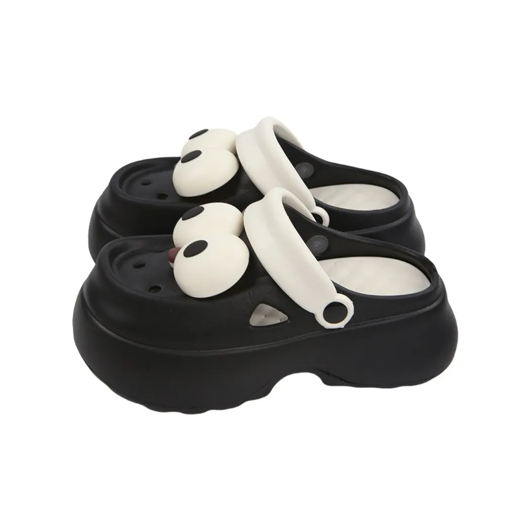 SHIGUDE Sandal Slippers Women's, Black+White Base