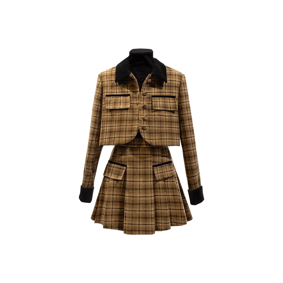 Cypress House Комплект с юбкой Женская Кофейная Клетка