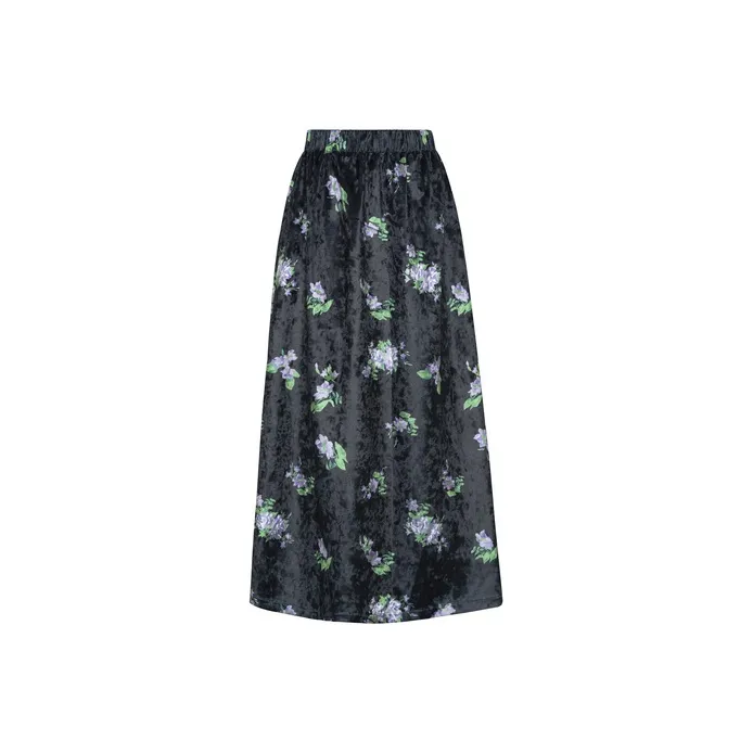 MEIYANG Повседневный Длинный Юбка Женские Цветочный Черный