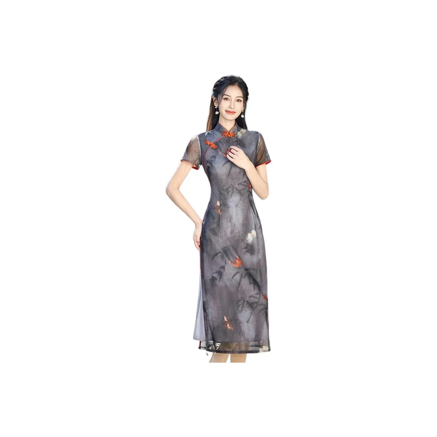 ENEESSI Cheongsams Women's Black Gray Color