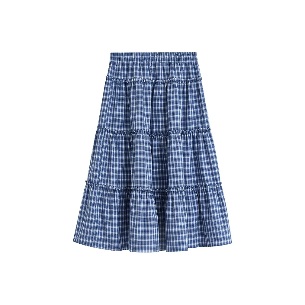 Inman Повседневные короткие юбки женские королевский синий клетка