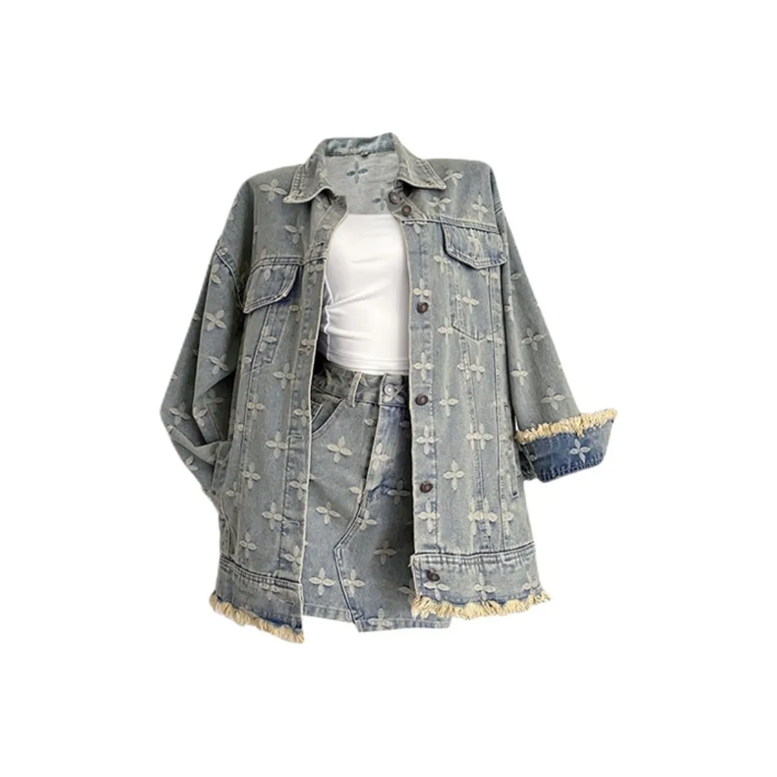 ZCDECO Комплект с юбкой Женские С принтом Деним