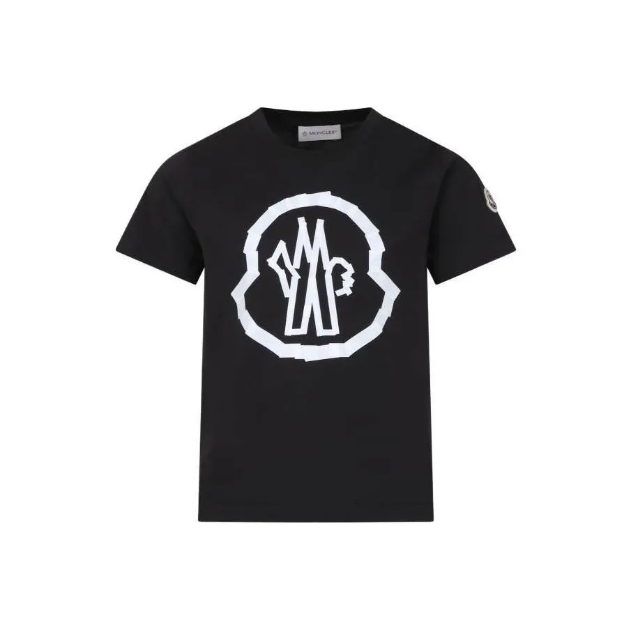 MONCLER T-рубашка Embellished с принтированным логотипом MOTIF черная детская