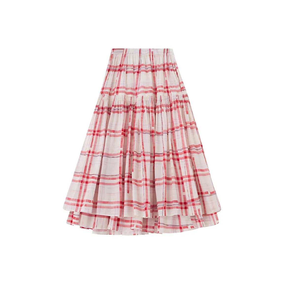 SOON FLOWER Повседневная длинная юбка женская красная белая в клетку