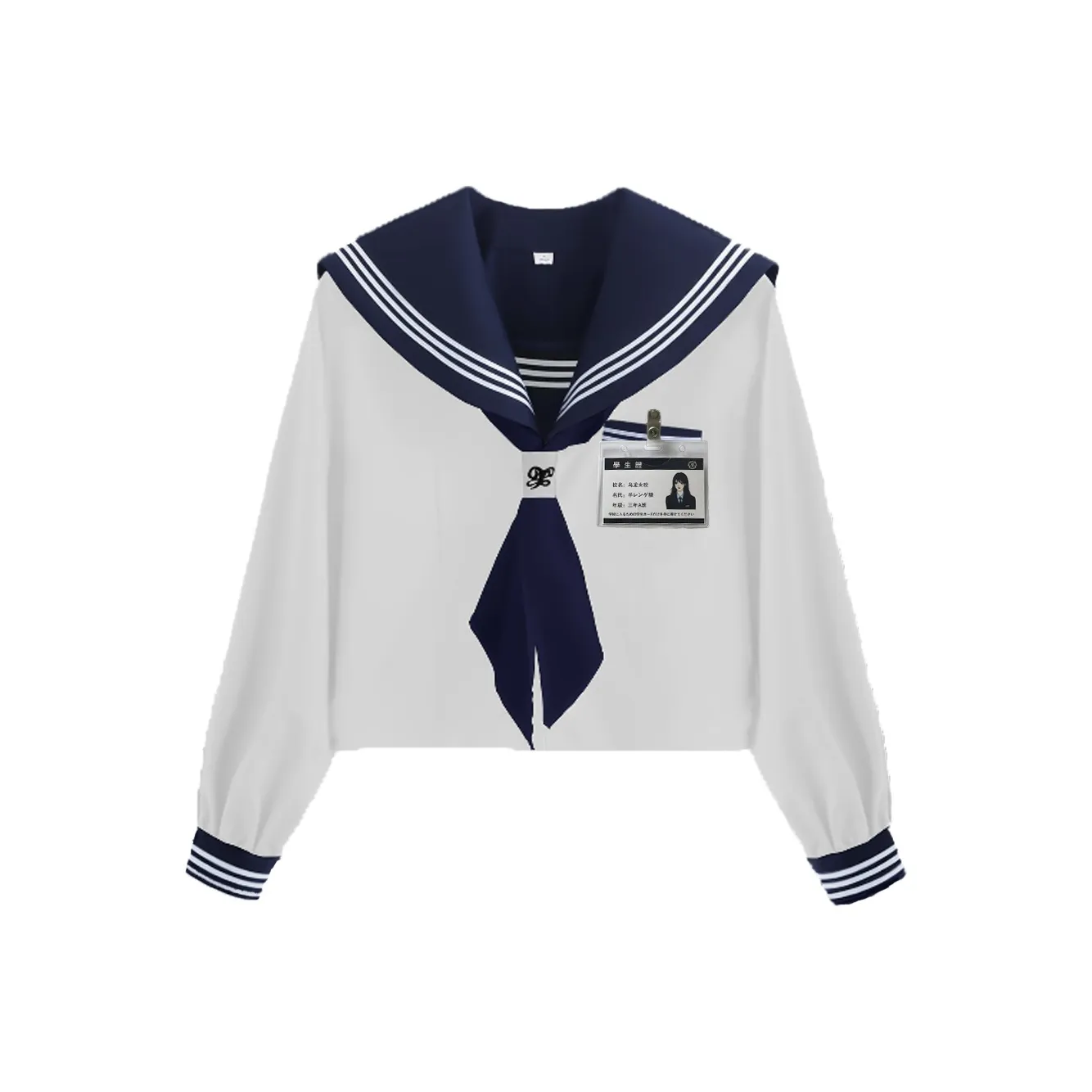 Sato Supun UNIFORM Весна Женская Белая THREE Планка Линия Матроска Длинный Рукав+Шарф+Пряжка