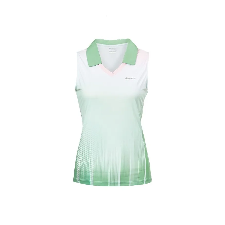 Kawasaki Blue And White Porcelain Series Badminton Jersey Women's Turquoise Willow Green