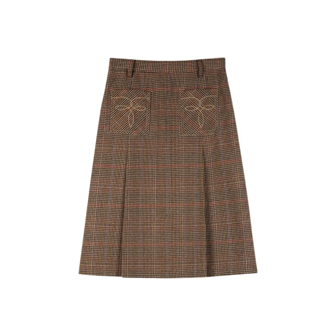 SOLIGHTER Повседневная длинная юбка женская кофейно-бежевый красный синий клетка