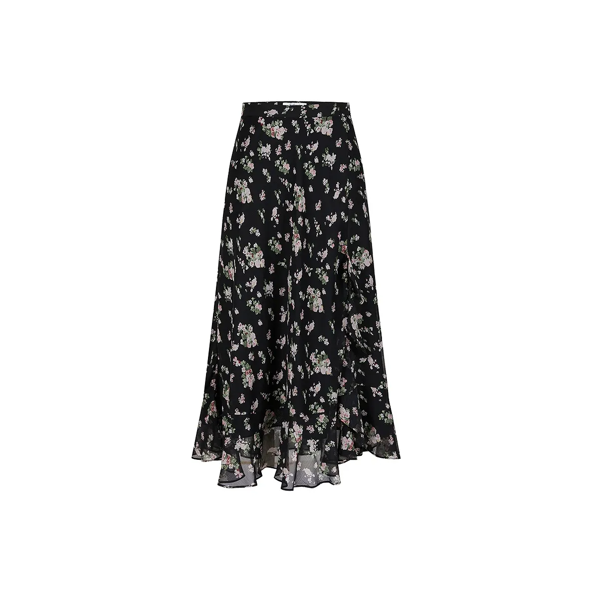 JZ. ANNAKRO Повседневный Длинный Юбка Женские Цветочный Черный