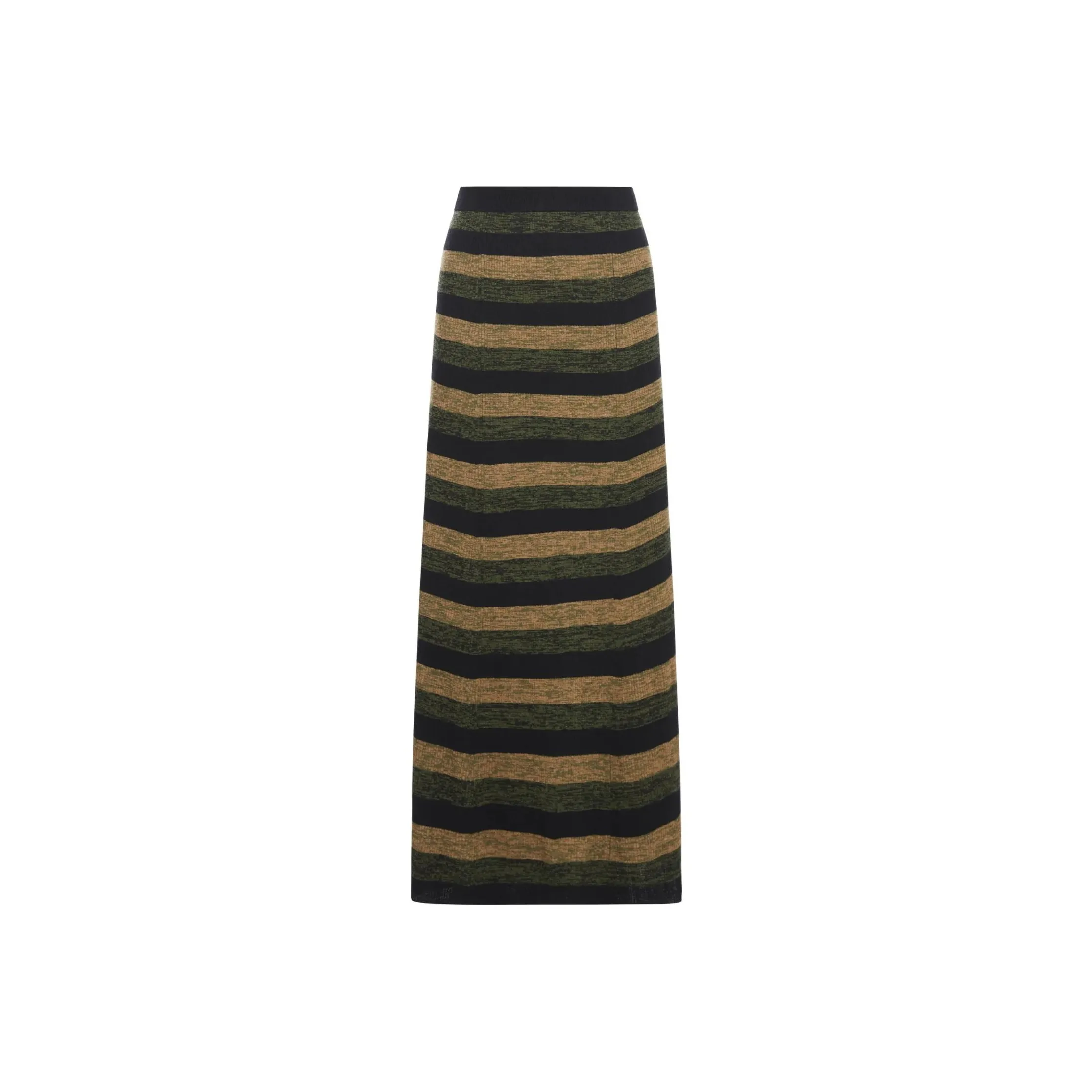 GANNI Striped Wool Midi Skirt