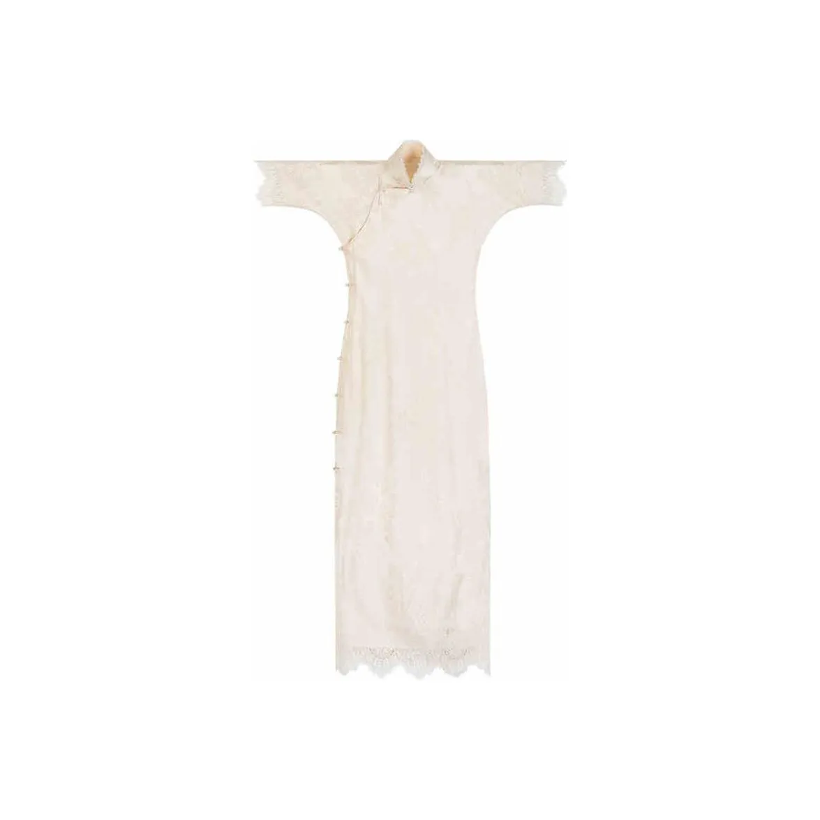 YICHENGFENGXU Чунсам Женский Бежевый Жаккард Сатин