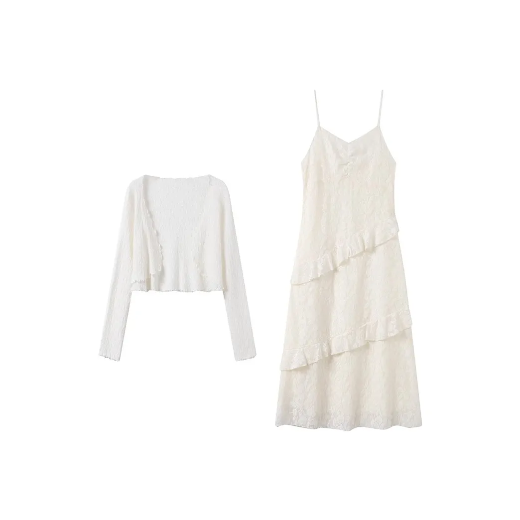 GULIANFEI Комплект с юбкой Женская Белая+Абрикос