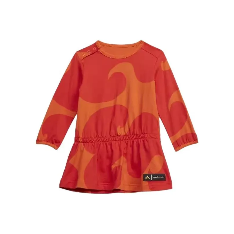 adidas x Marimekko Детское платье Ярко-розовый флуоресцентный Преппи оранжево-желтый для малышей и детей младшего возраста
