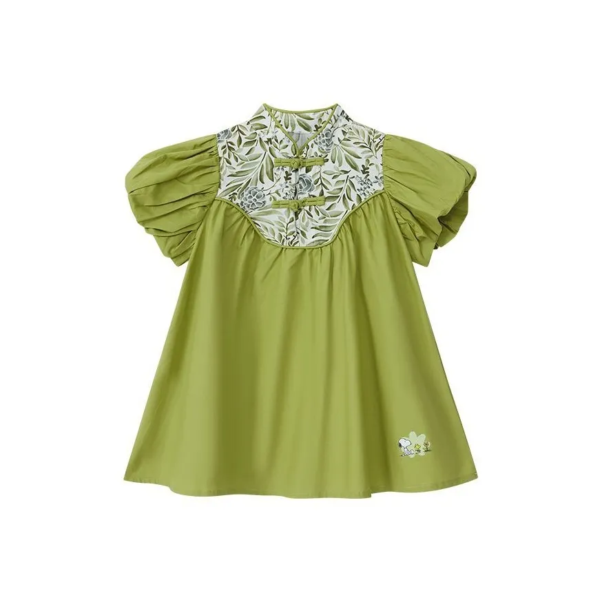 SNOOPY Детское платье зеленого цвета для детей в возрасте 3-7 лет