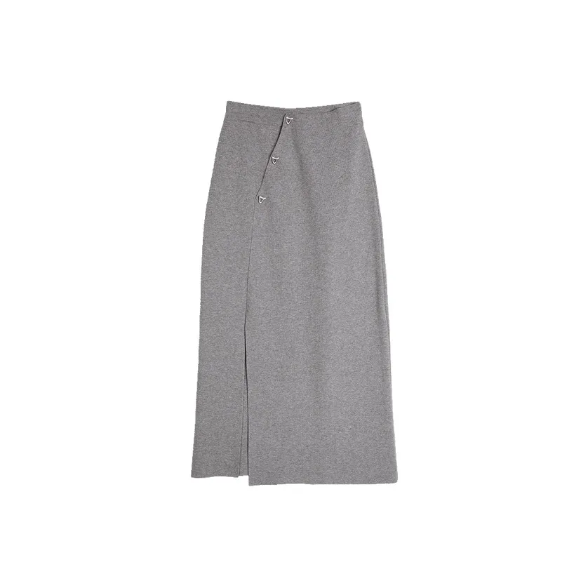 ELLE Повседневный Длинный Юбка Женская Светло-Серый