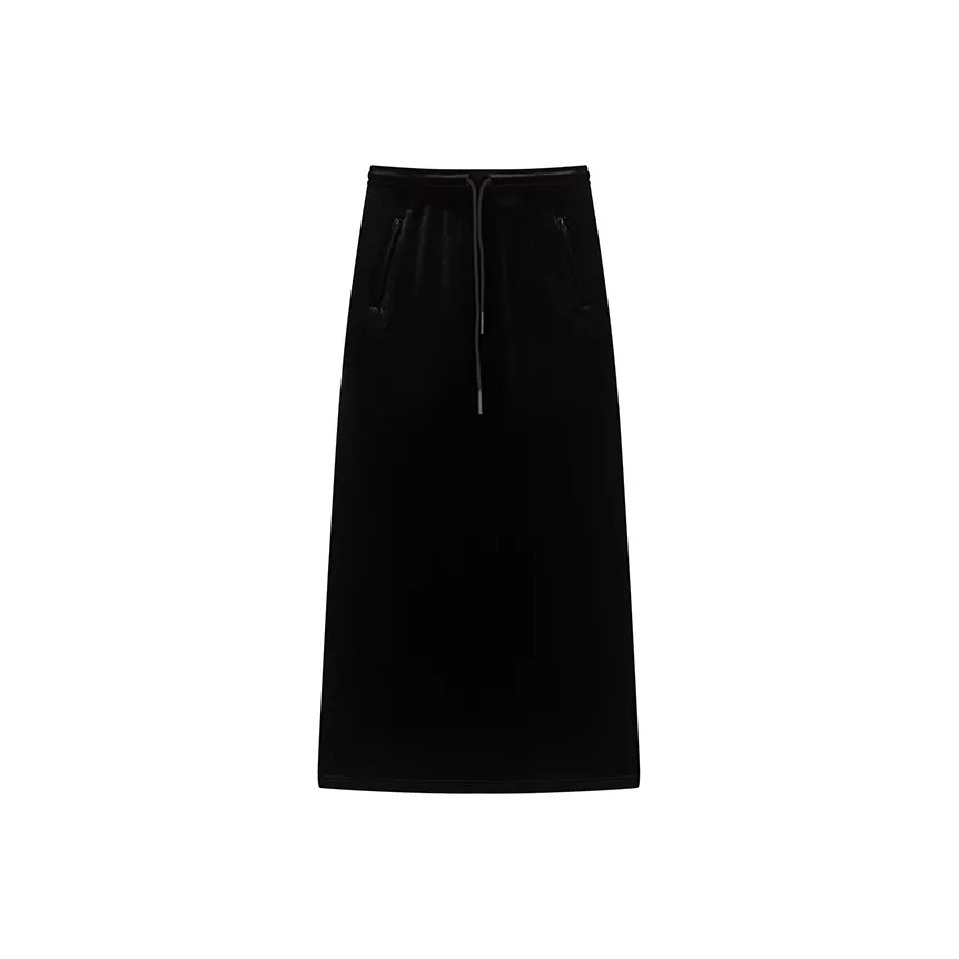 Ouyang Повседневный Длинный Юбка Женская Темная Ночь Черный