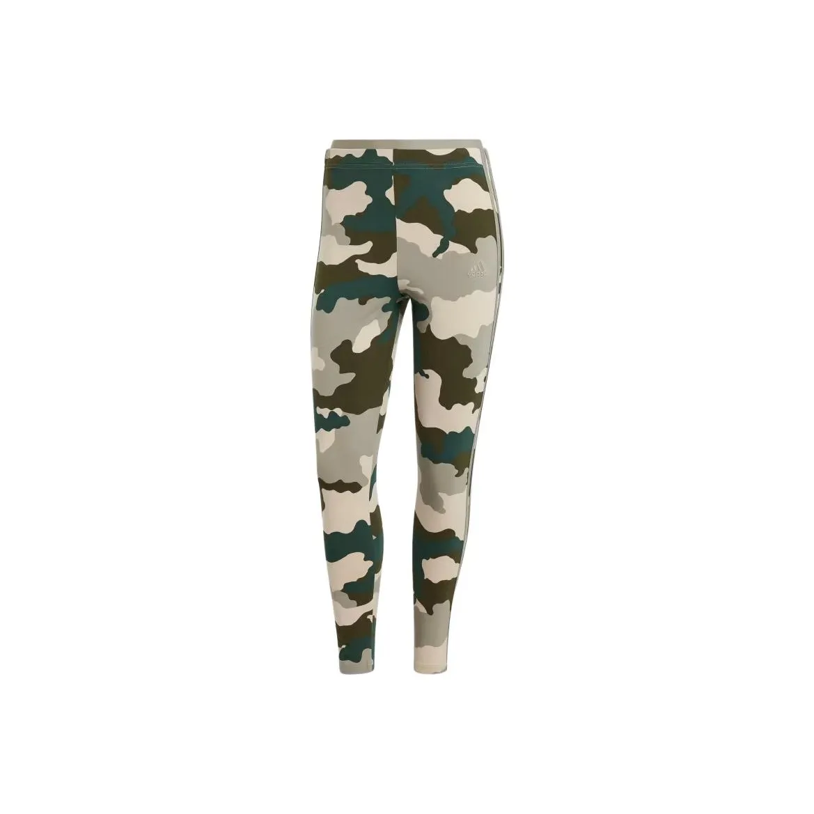 Adidas Women's Essentials 3 Stripes Camo Print 7/8 Length Leggings Silver Pebble