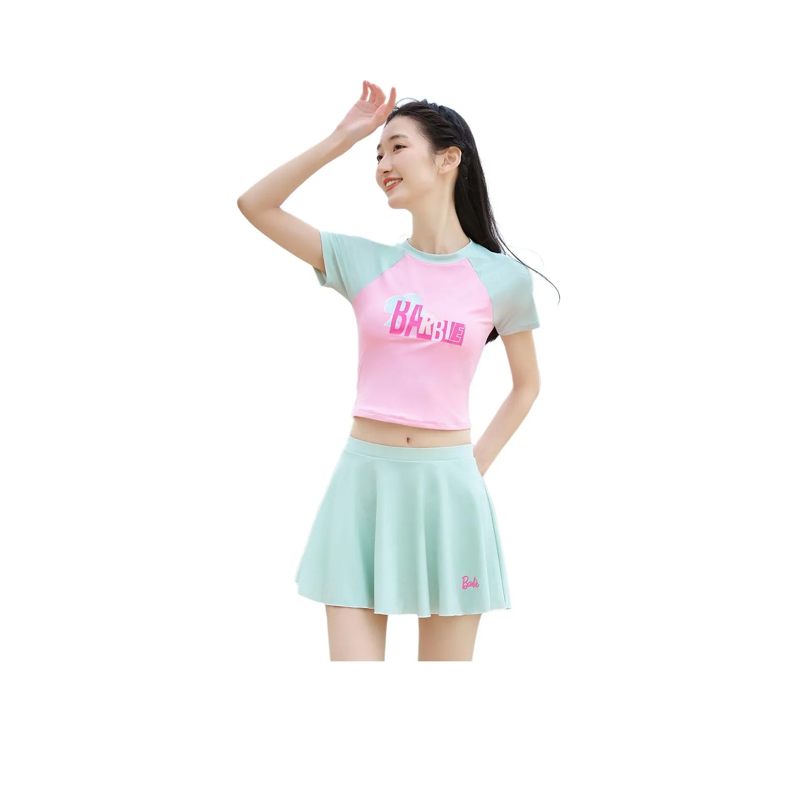 Барби Двухкомпонентный Купальник Женский Розовый Зеленый