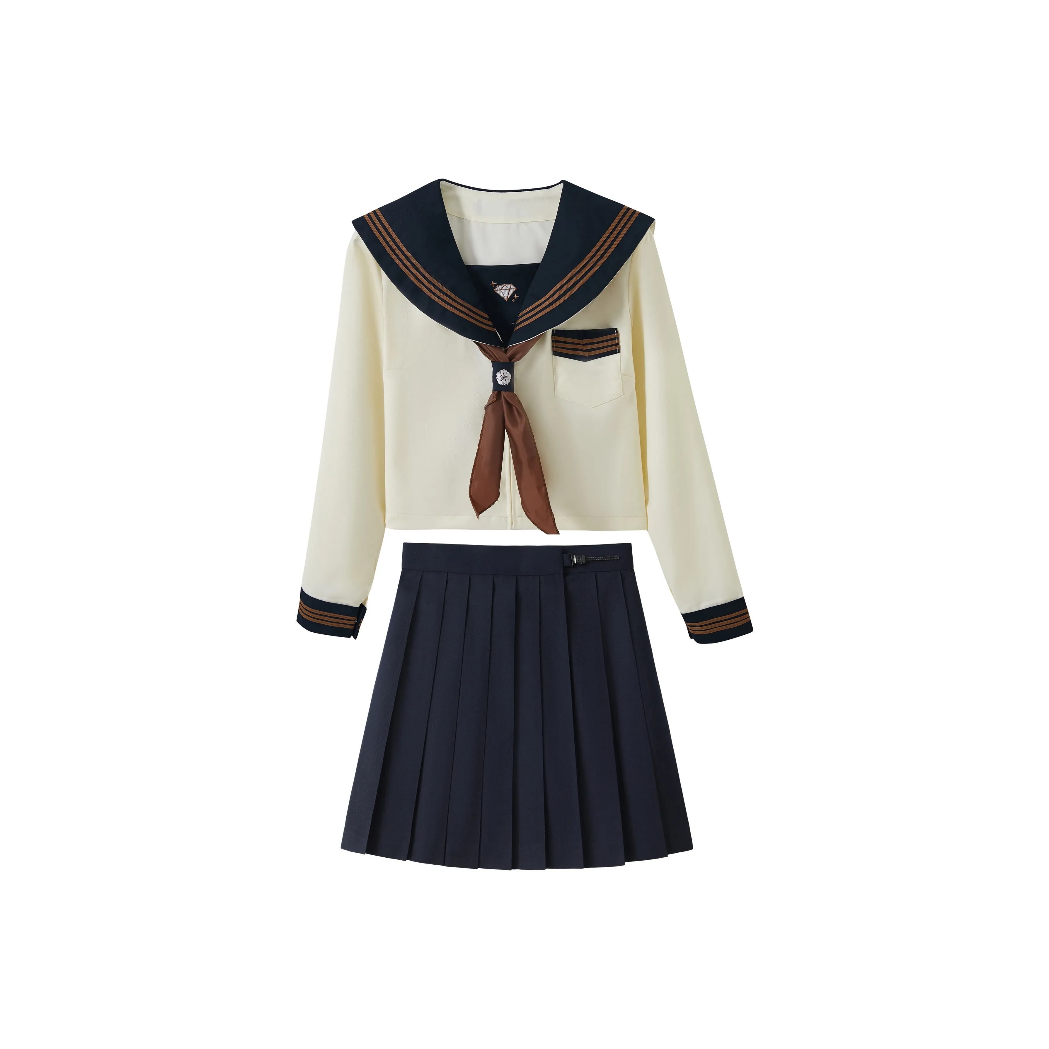 KAZAN Длинный рукав Бежевый Колокольчик Рукав Sailor Соответствующие комплекты Женская униформа