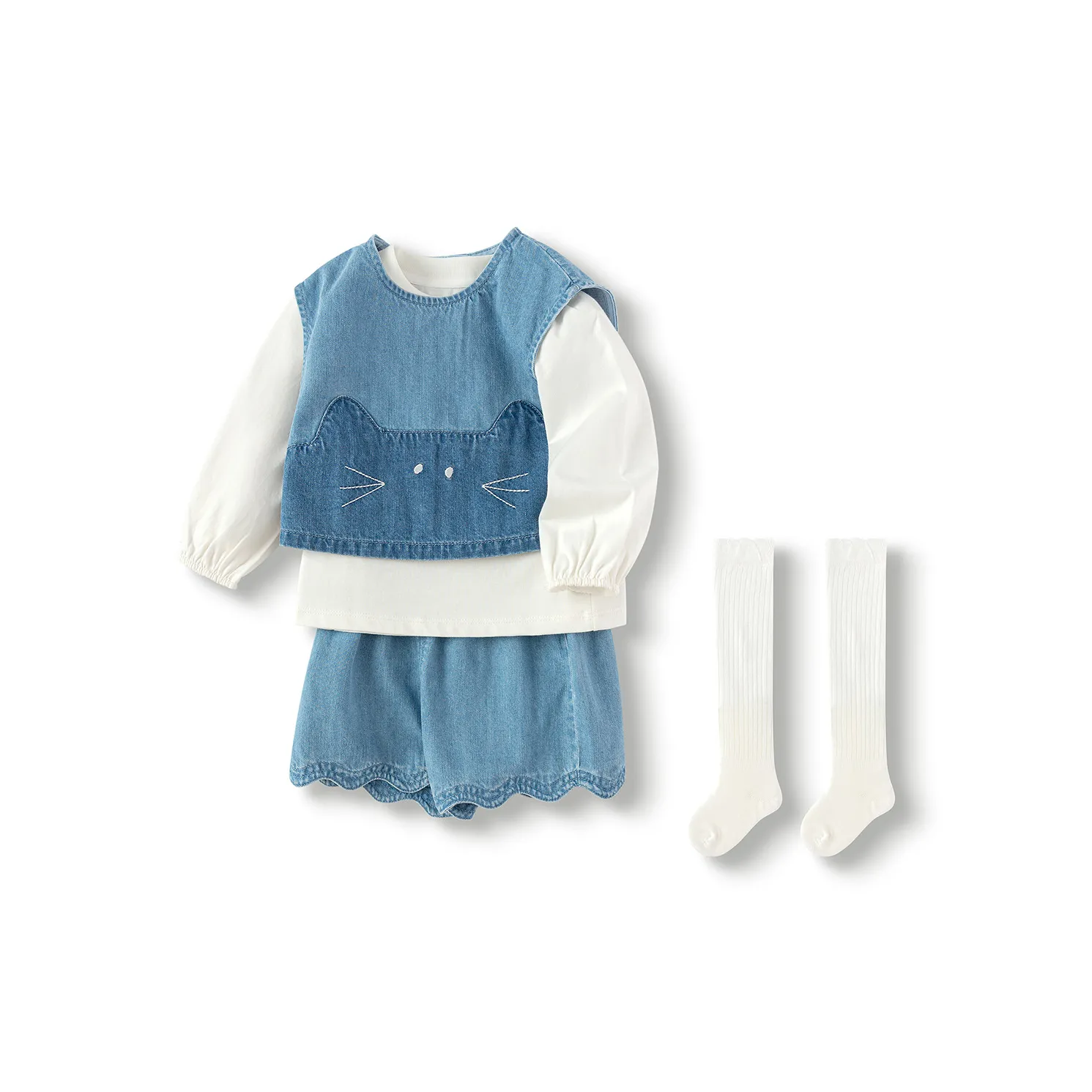 Balabala Повседневная спортивная одежда Синий Белый Тон Младенец и малыш