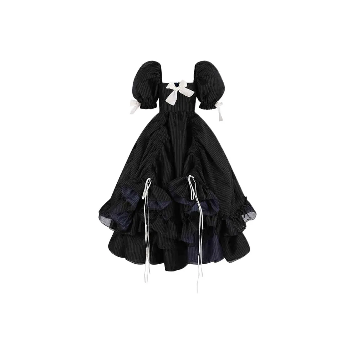 Selkie Collection FW24 Evening Dress Women's Dark Blue Dotted Line Print