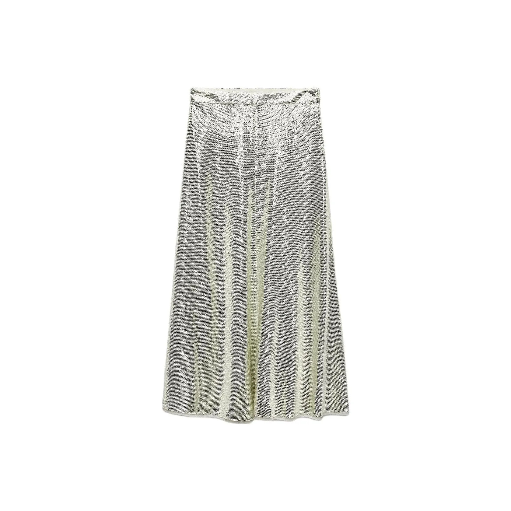 ZARA ZW Series Casual Long Skirts Women's Gold/Silver