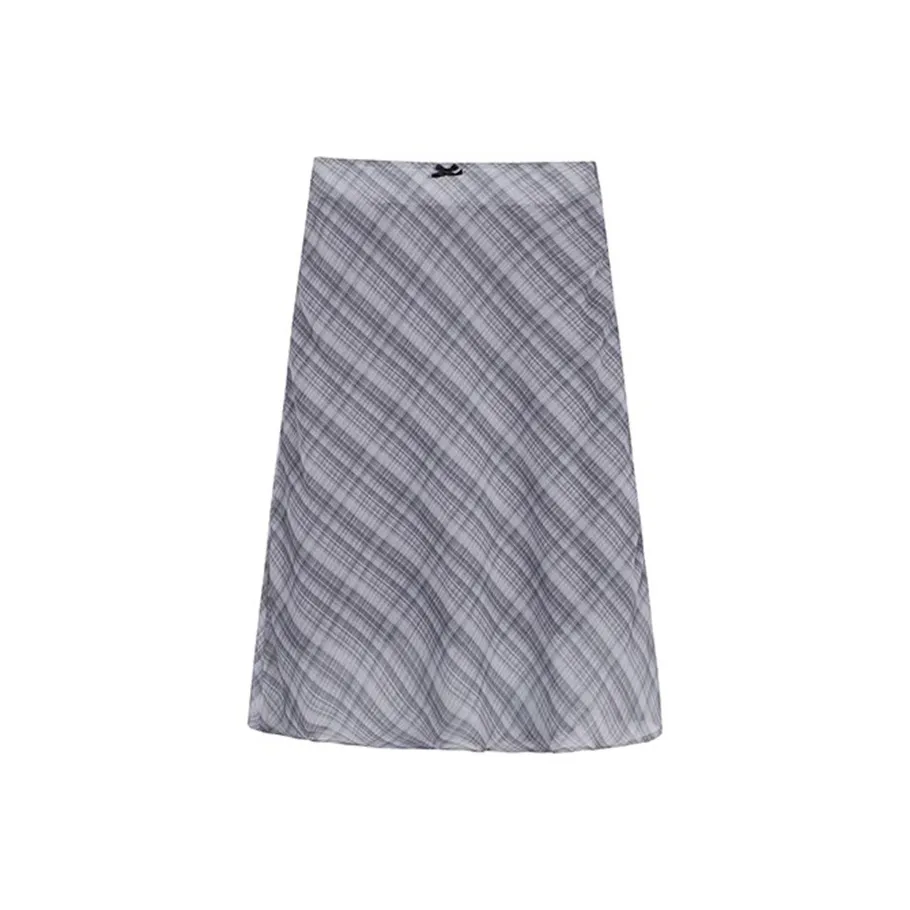 PZGE Повседневная длинная юбка женская черная в клетку