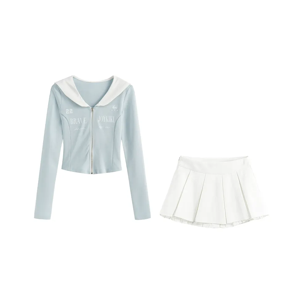 MTHE Комплект с юбкой Женские Синий топ + Белая юбка