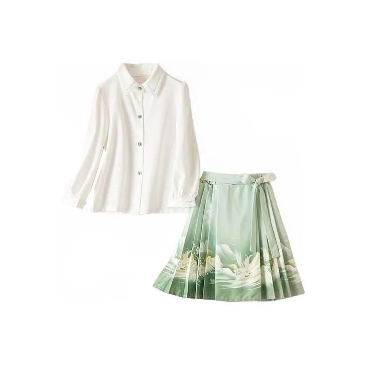 October Mommy Китайский стиль Юбка с узором "конское лицо" Ханьфу Платье для девочек