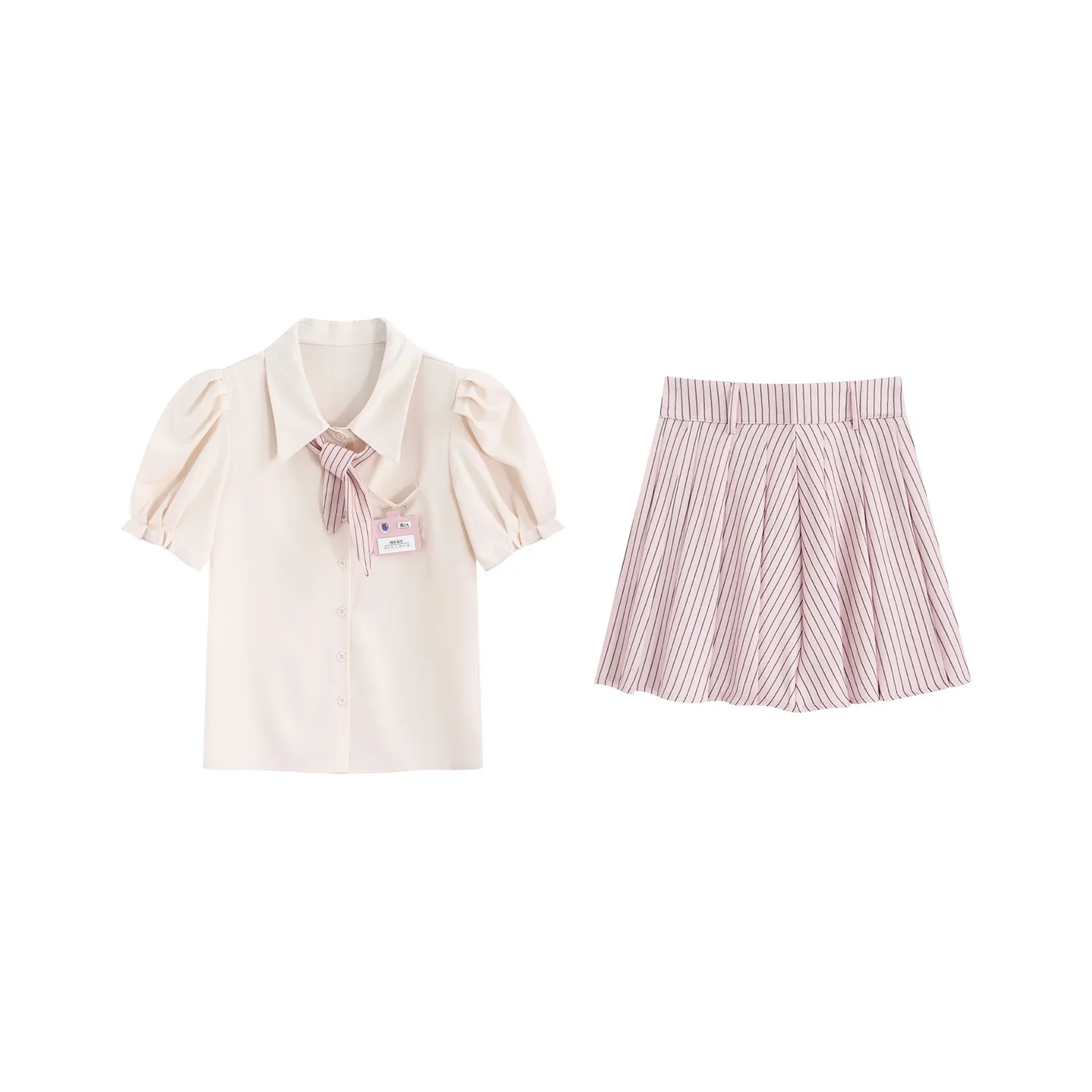 PZGE Uniforms Women's Clothing Sets Shirt+Bow Ties+Skirt