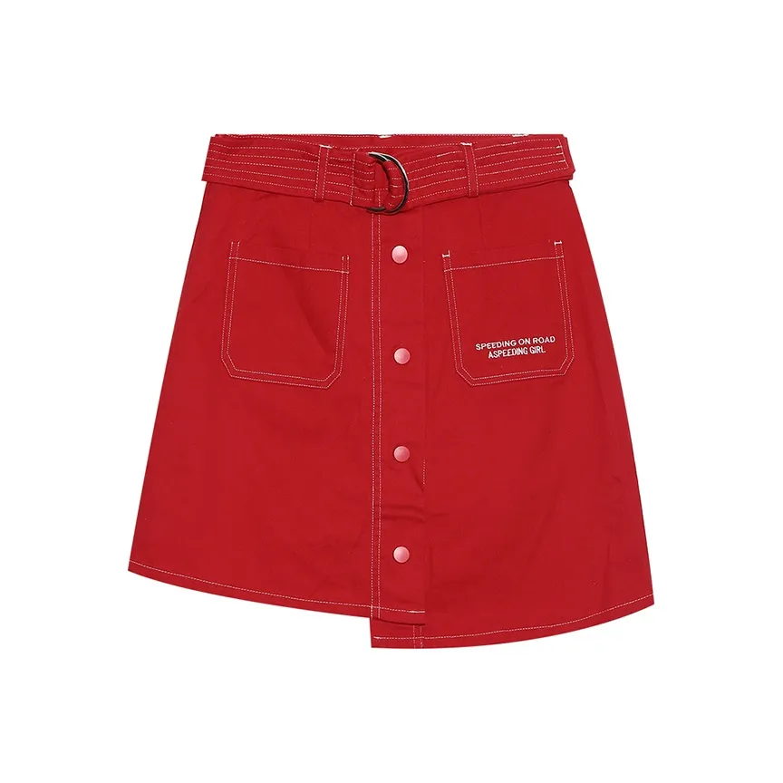 Tonlion Джинсовые короткие юбки Женские Red