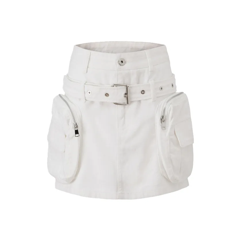 ZAVK Карго Юбки Короткие Женские Белые