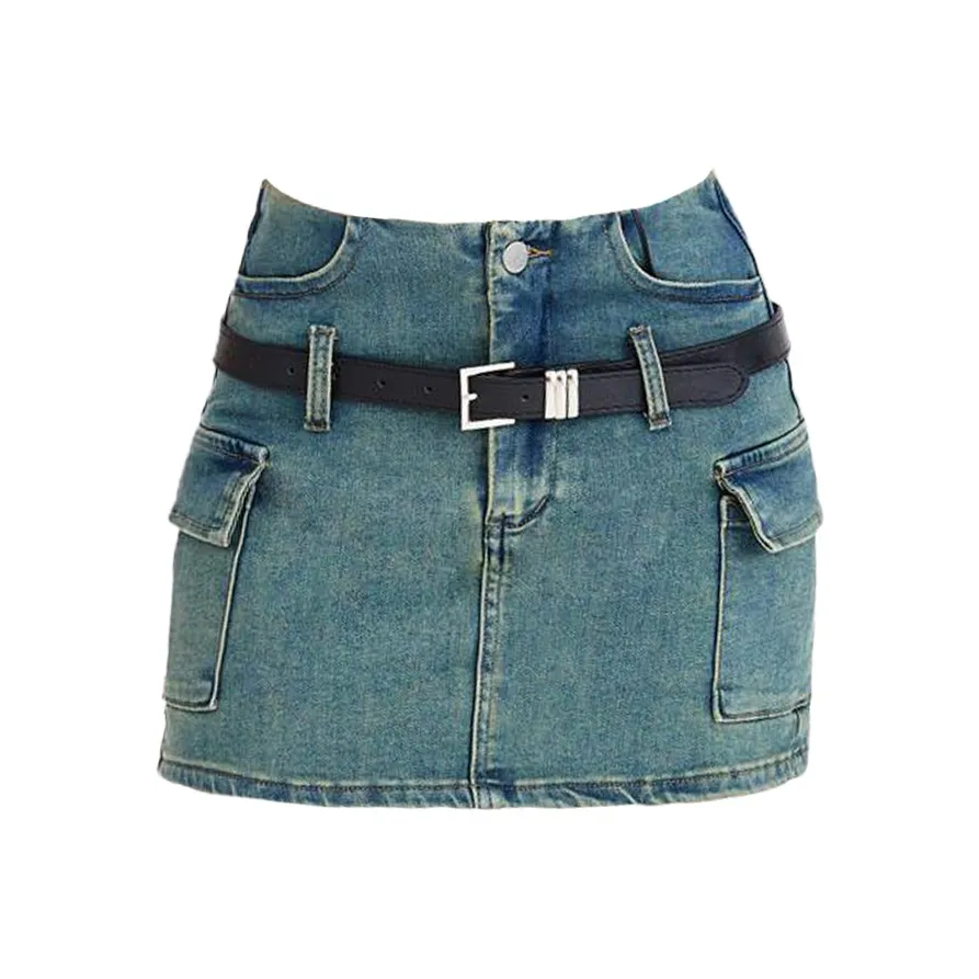 ZAVK Джинсовые короткие юбки Женские Светло-синие