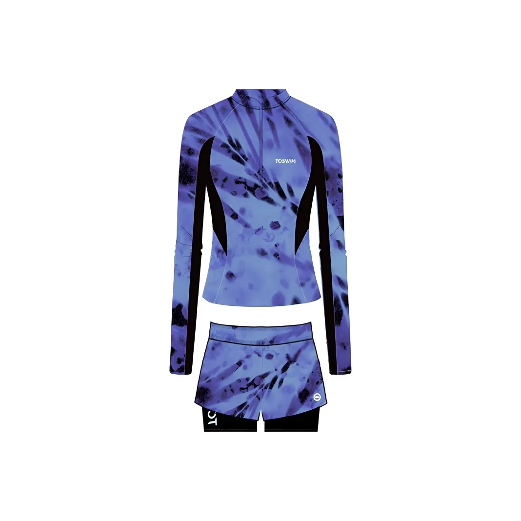 TOSWIM Двухкомпонентный купальник женский темно-синий боковой OF светлый