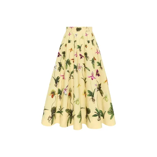 Oscar De La Renta Желтые Женские Повседневные Длинные Юбки