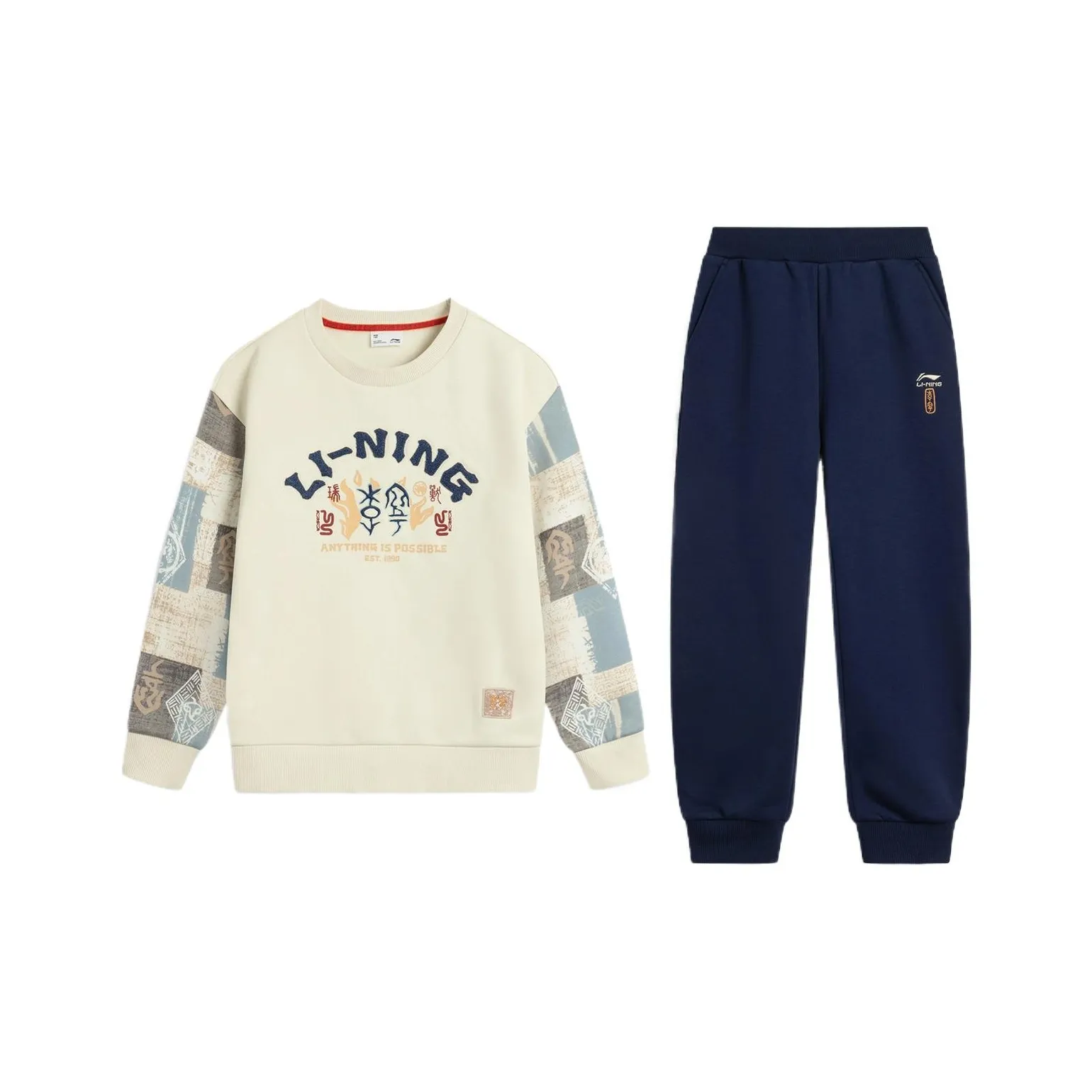 LINING YOUNG Повседневная спортивная одежда Костяной белый Темный корабельный синий Детский