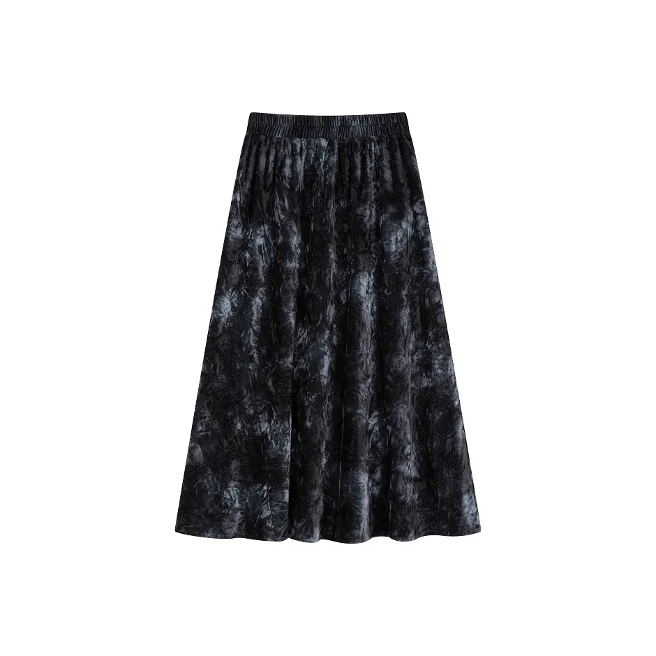 XWI Повседневный Длинный Юбка Женская Синяя Черная