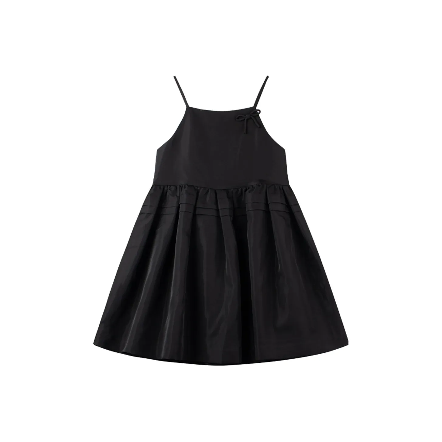 MUCMUKN [Глянцевый Росный Сатин] Женский Французский Сладкий стиль Пышная юбка Школьный возраст Бант Черное платье Детский