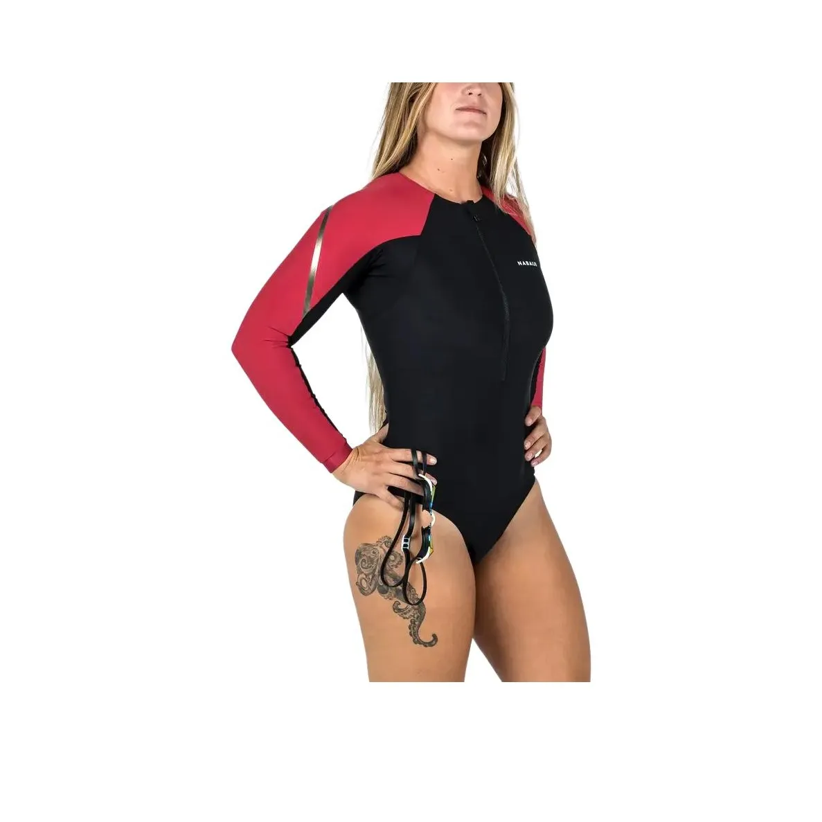 DECATHLON Kamy Длинный Черный Рубин AQUARESIST Ван-Пис Купальник Женские Черный Красный