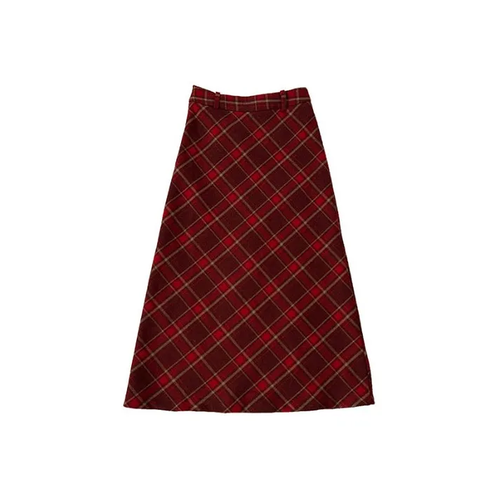 SLEEP AT 11 Повседневная длинная юбка женская красная в клетку