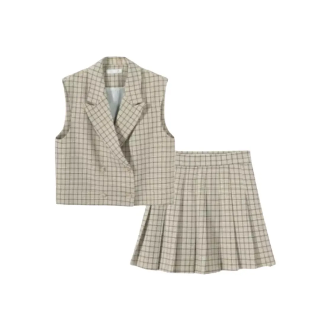 EICHITOO Комплект с юбкой Женская Клетка Светло-зеленый