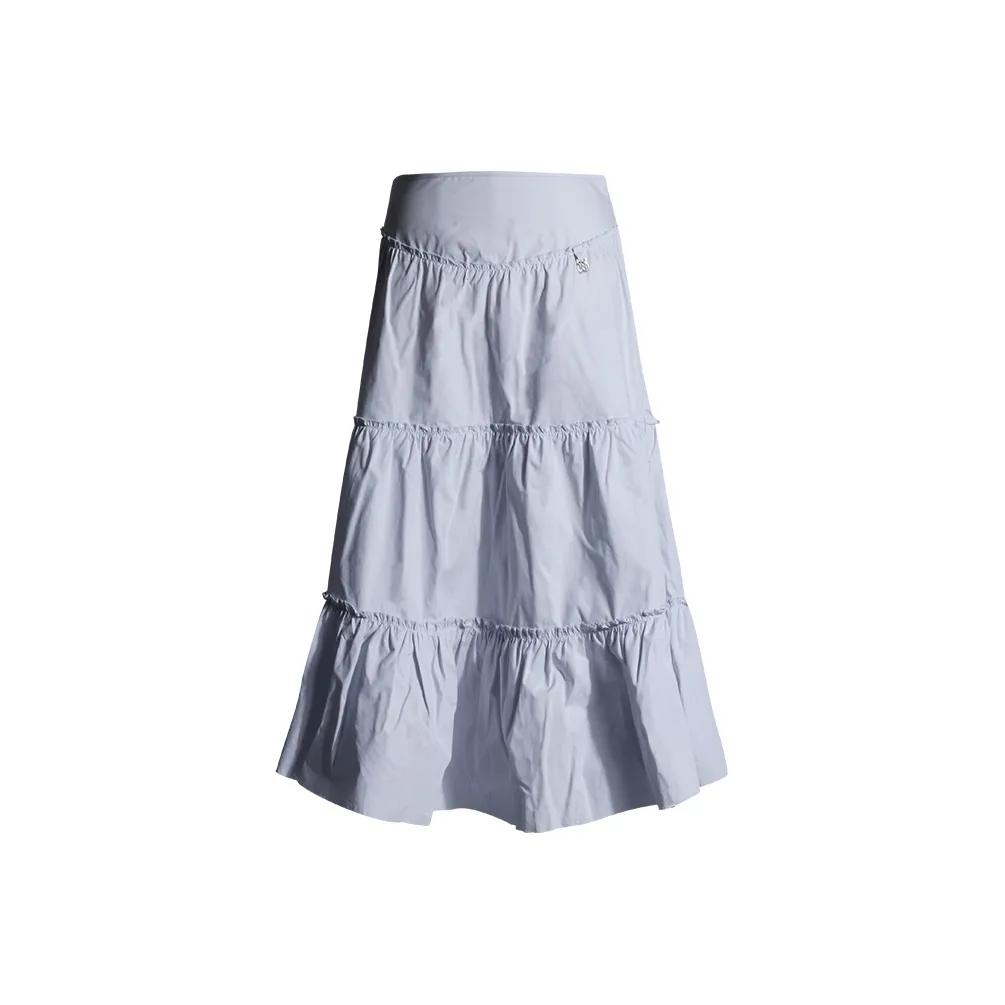 Розовый Повседневный Длинный Юбка Женские Ледяной Синий